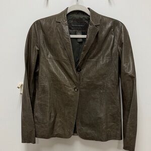 Banana Republic Women's green Leather Blazer Jacket